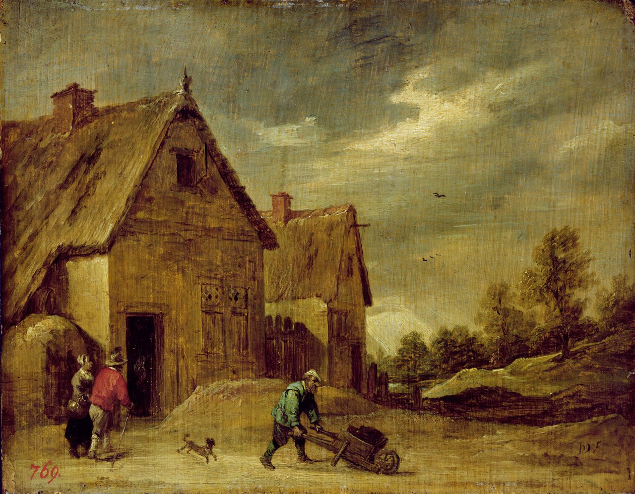 Granjero con carretilla de David Teniers the Younger