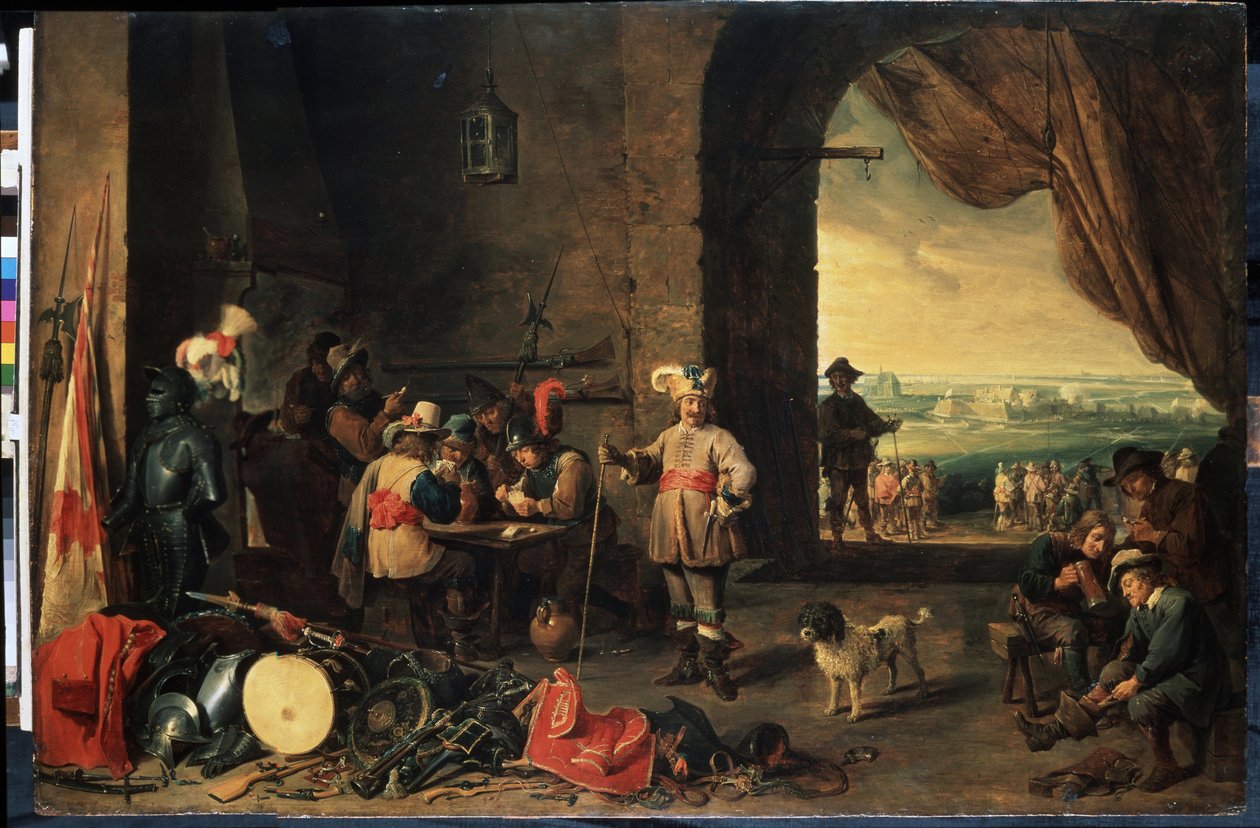 La sala de guardia. Pintura de David Teniers el joven (1610-1690). Óleo sobre tabla, 69 x 103 cm de David Teniers the Younger