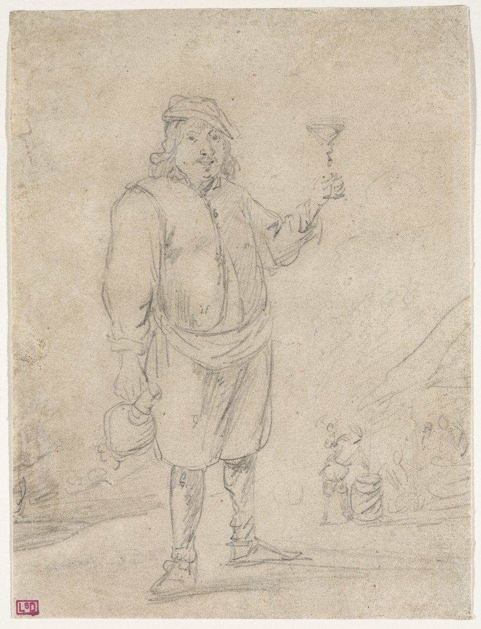 Campesino levantando una copa de vino, c.1644 de David Teniers the Younger