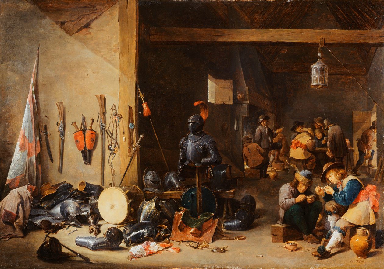 El interior de una sala de guardia, c.1640s de David Teniers the Younger