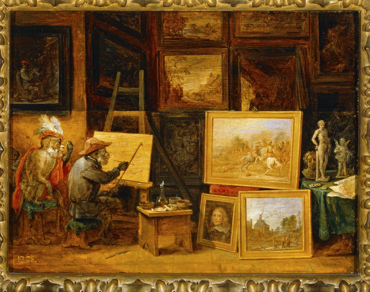 El mono pintor ... de David the Younger Teniers