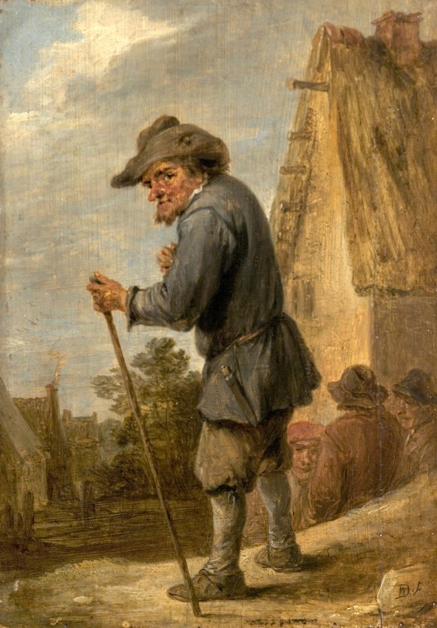 Escena de pueblo con cuatro campesinos de David Teniers the Younger