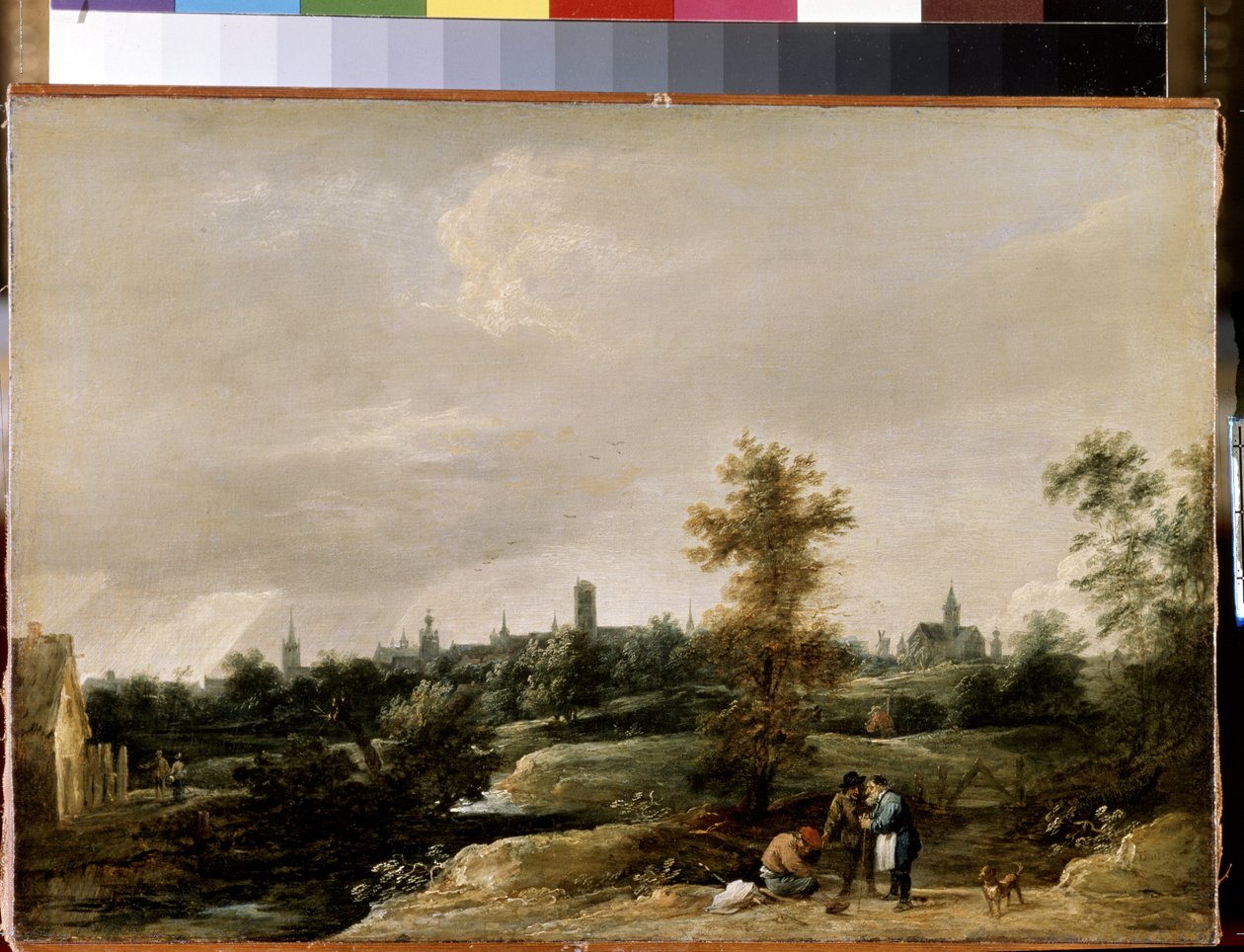 Ver cerca de Bruselas (Ver cerca de Bruselas). Pintura de David Teniers el joven (1610-1690). Óleo sobre tabla, 26,7 x 38 cm. Arte flamenco, arte barroco. Museo del Hermitage, San Petersburgo. de David Teniers the Younger