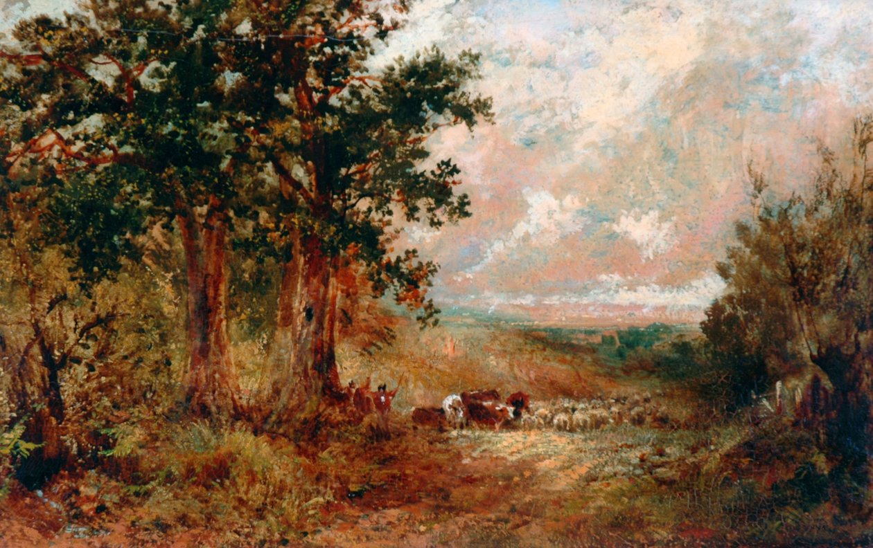 A Warwickshire Lane (óleo sobre lienzo) de David the younger Cox