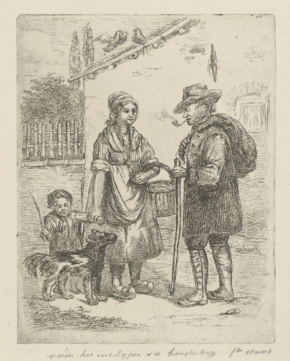 Granjero y esposa de granjero en la granja de David van der Kellen