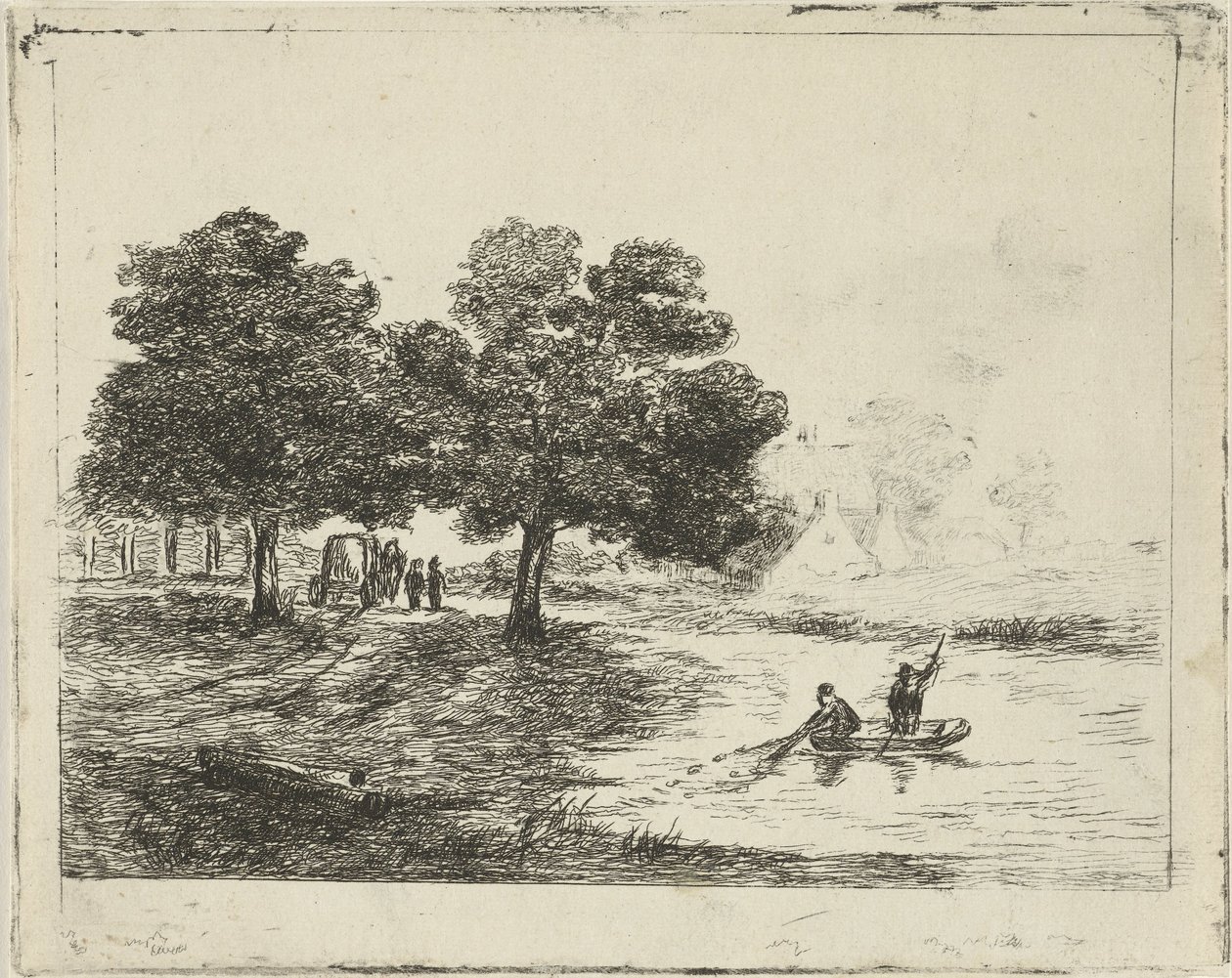 paisaje con pescadores de David van der Kellen