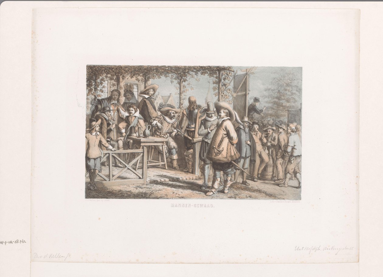 Nobles en un festival del pueblo Túnica de hombre (título sobre el objeto) de David van der Kellen