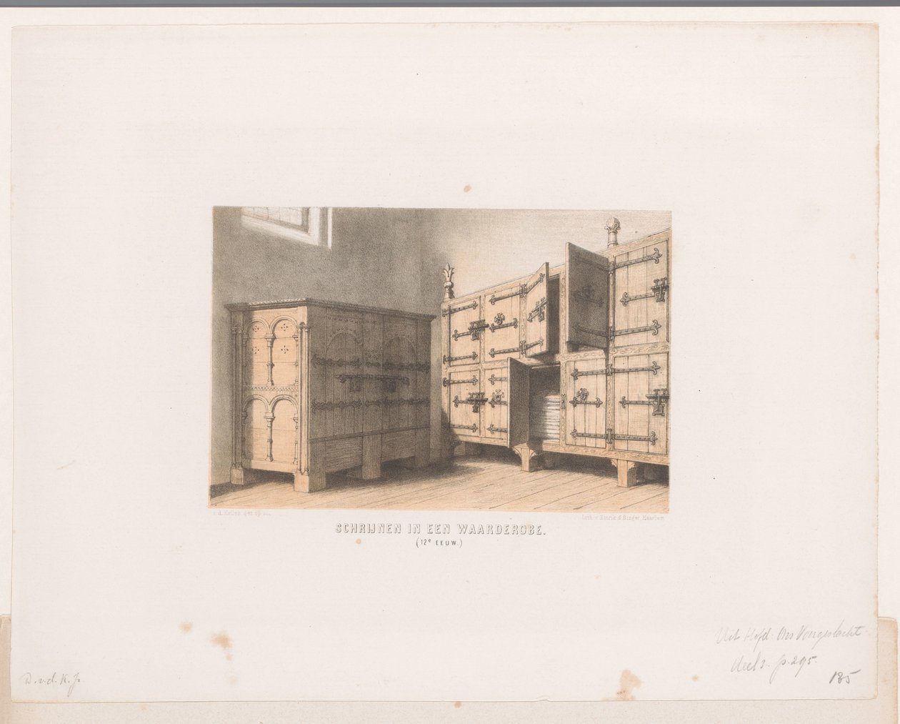 Gabinetes, siglo XII Encogiéndose en una túnica de tesoro. (siglo XII) (título sobre el objeto) de David van der Kellen