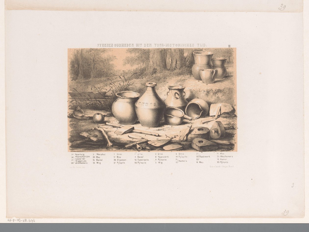 Artefactos prehistóricos Antigüedades de piedra de tiempos prehistóricos (título sobre objeto) de David van der Kellen