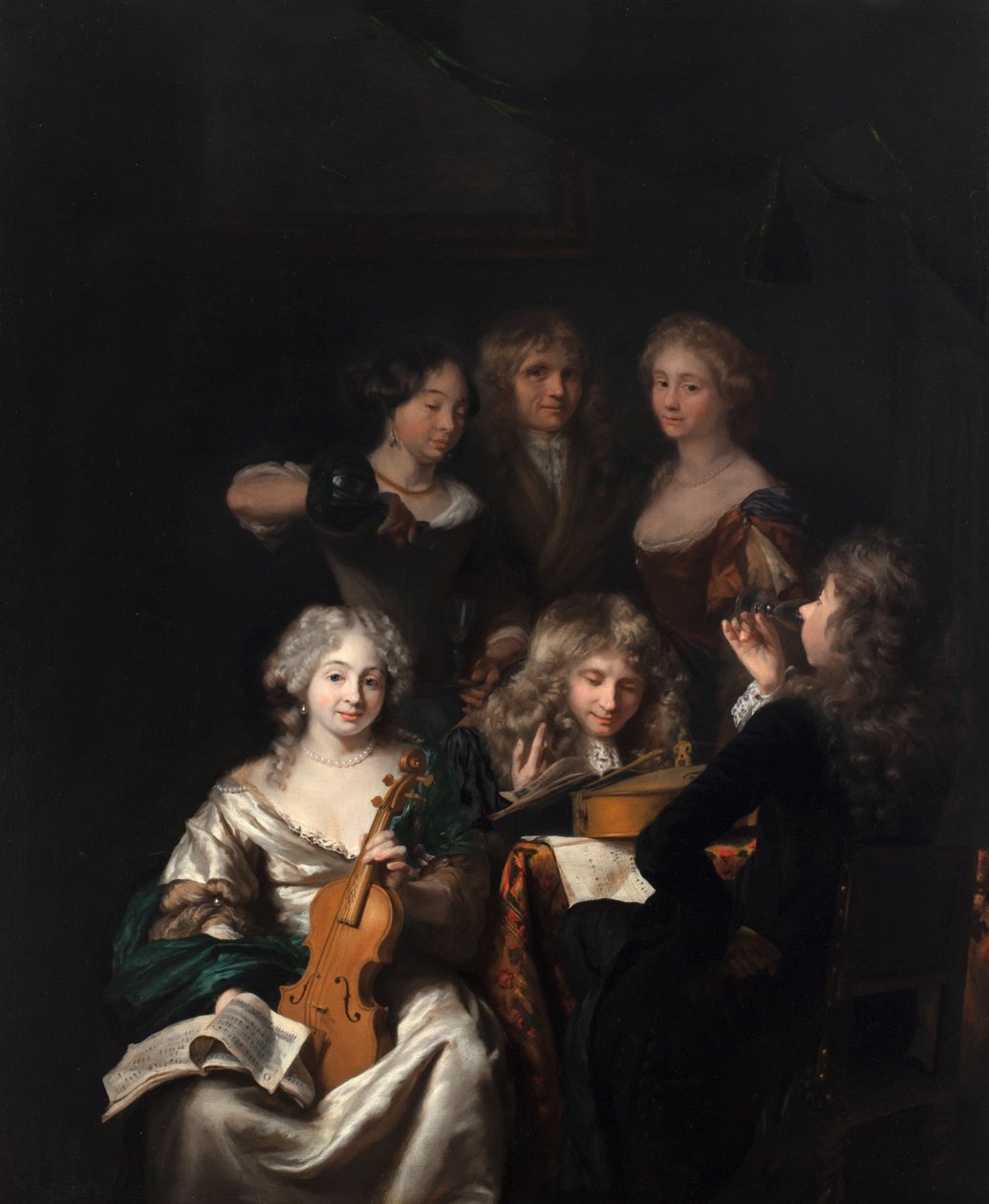 Una compañía musical, c.1670-90 (óleo sobre lienzo) de David van der Plas