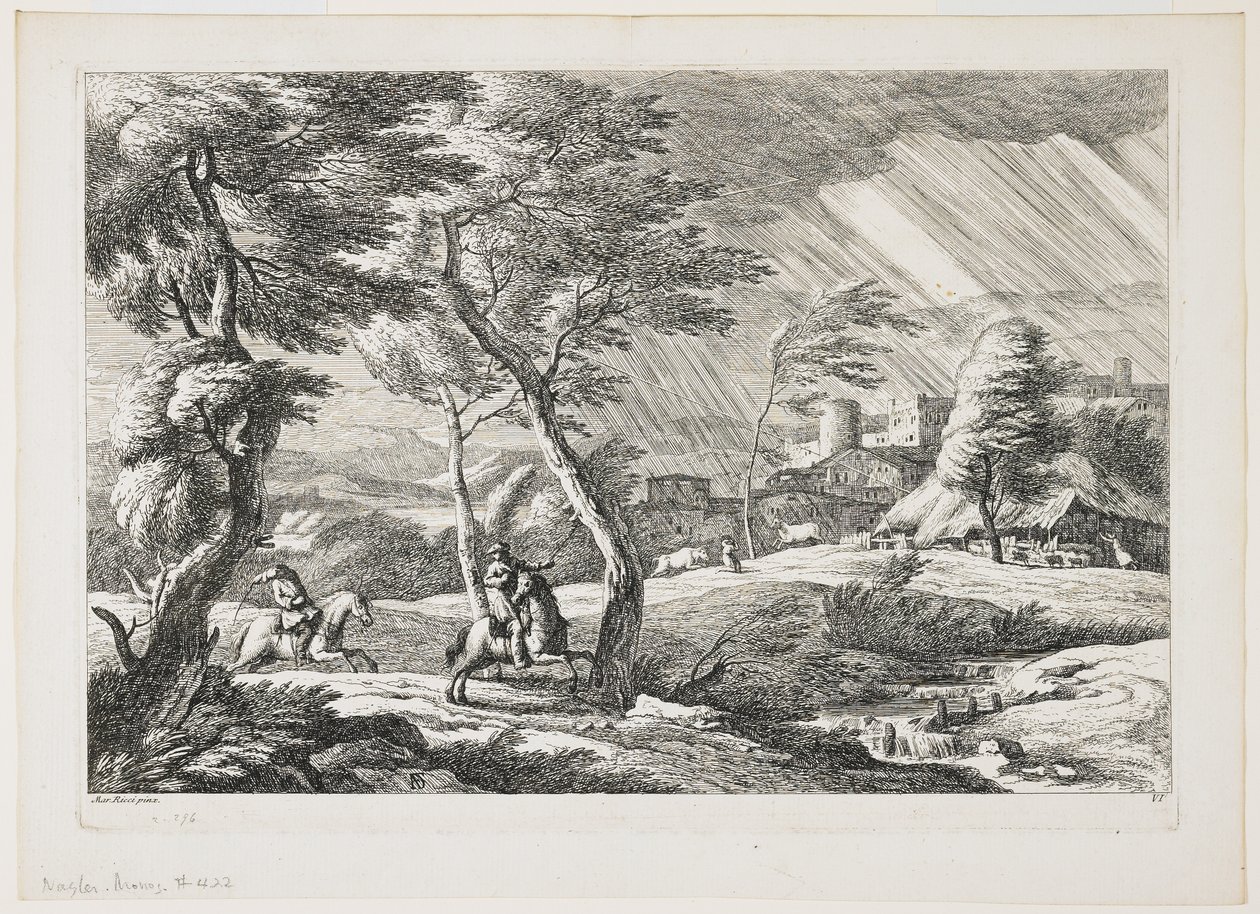 Placa VII, de un conjunto de paisajes, 1743 de Davide Antonio Fossati