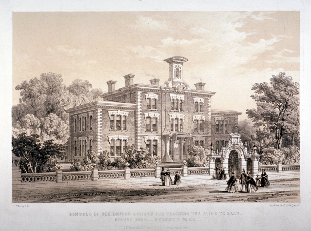 Escuelas de la Sociedad de Londres para enseñar a personas ciegas, Avenue Road, Marylebone, Londres, c. 1860 de Day and Son