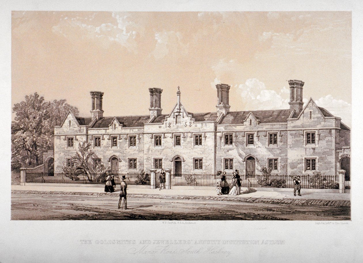La Institución de Anualidades de Orfebres y Joyeros, Holcroft Road, Hackney, Londres, 1853 de Day and Son