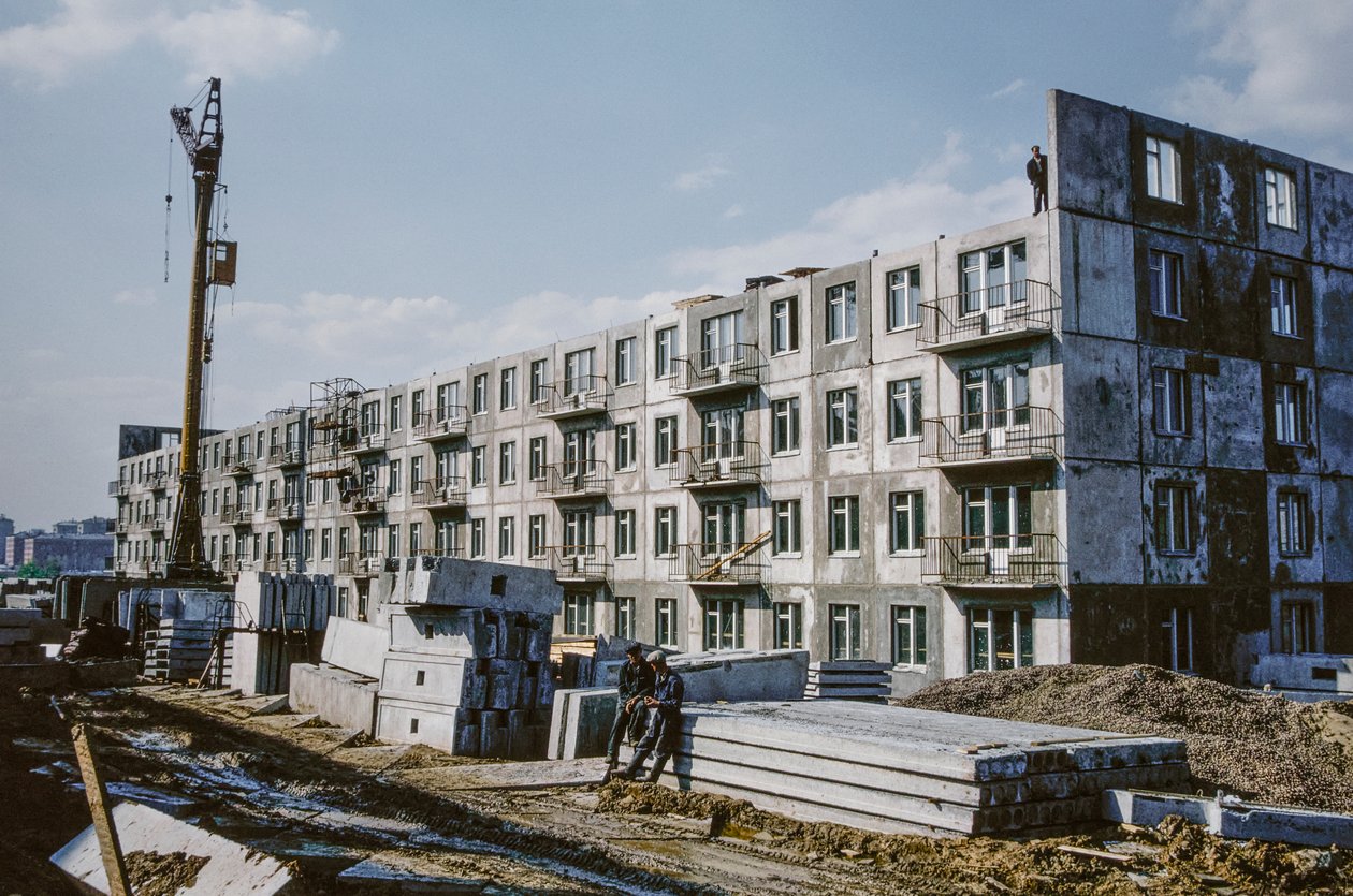 URSS, Bratsk, Irkutsk, Nuevos apartamentos en construcción para trabajadores de Dean Conger
