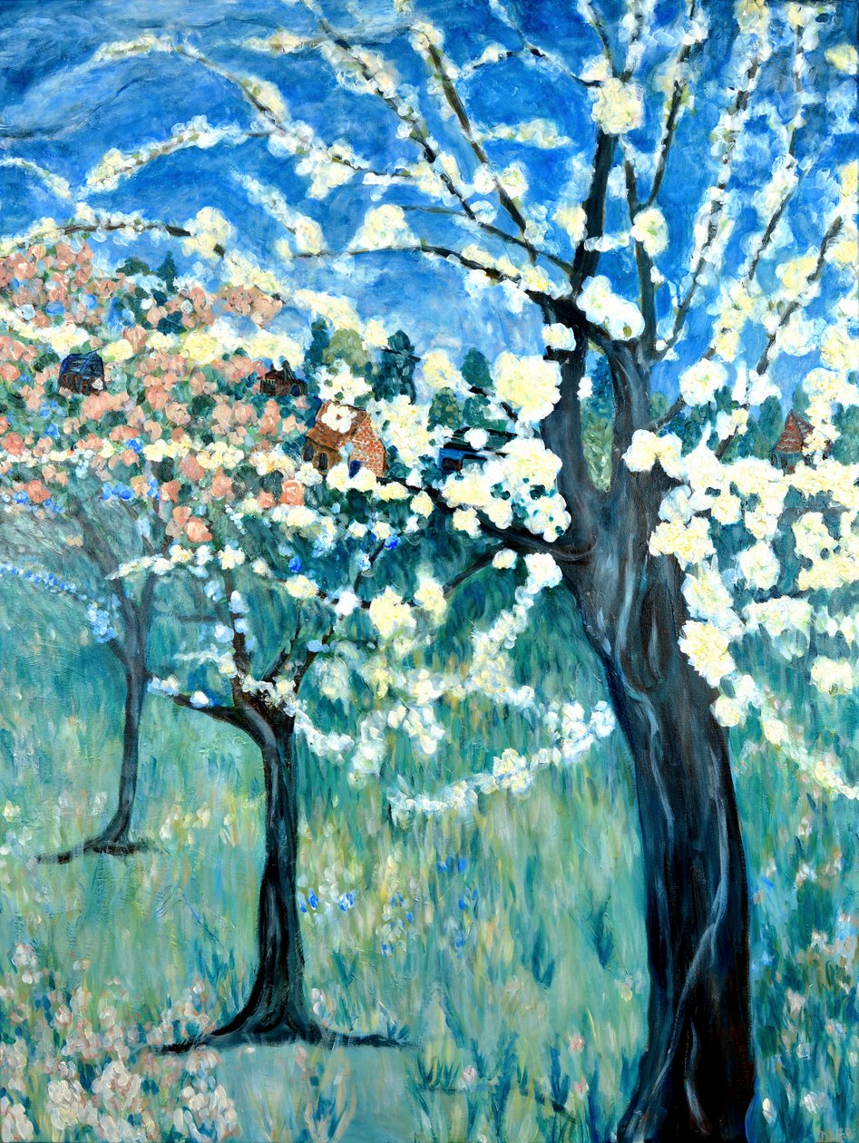 Flores de manzano, 2020 (acrílico sobre lienzo) de Deborah Eve Alastra