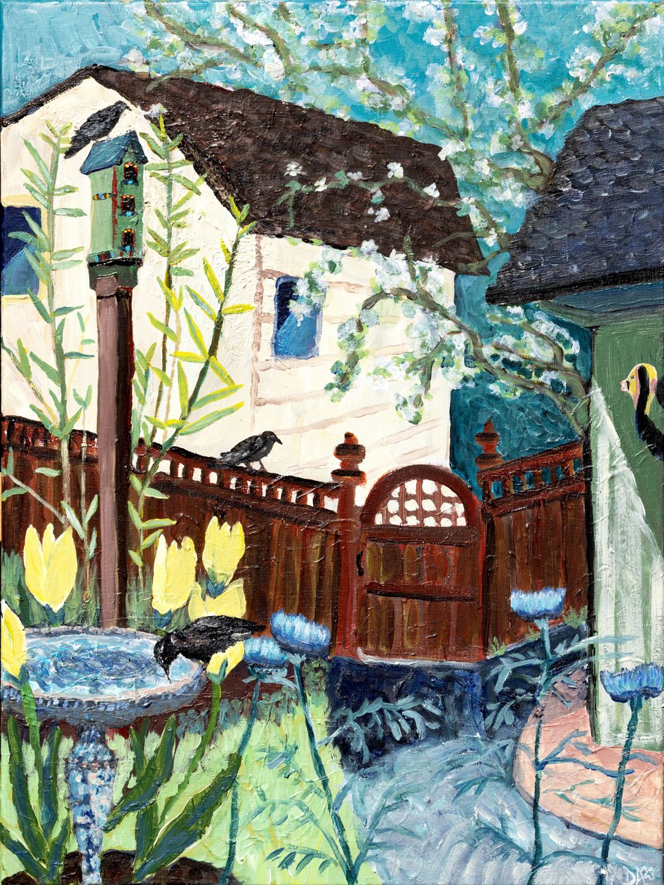 Backyard Crow, 2022 (acrílico sobre lienzo) de Deborah Eve Alastra