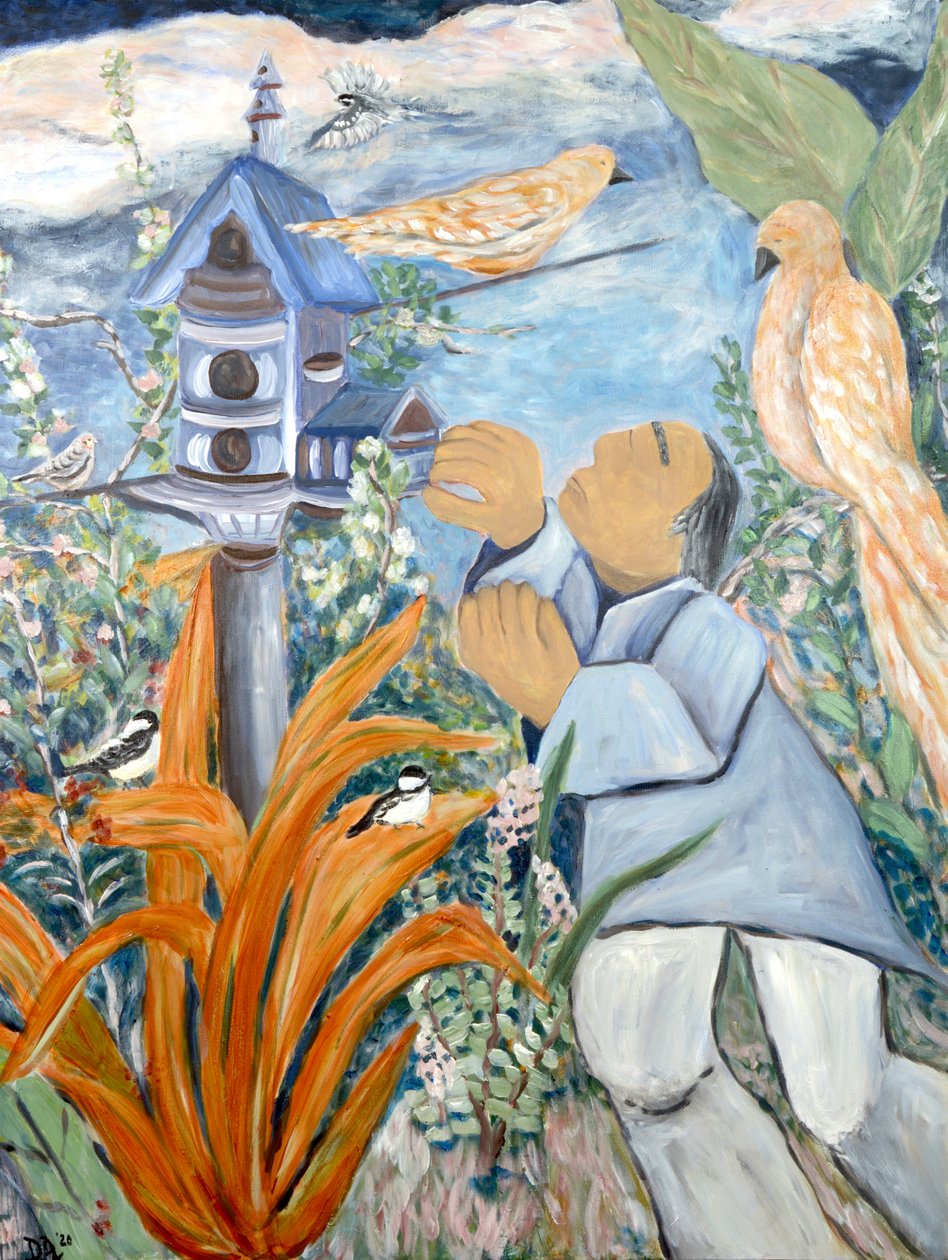 BirdMan, 2020 (acrílico sobre lienzo) de Deborah Eve Alastra