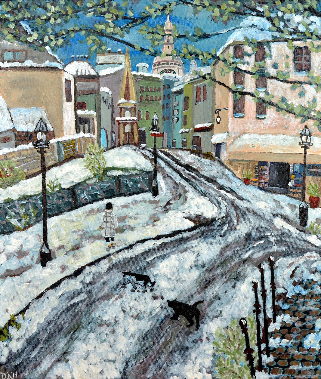 Nieve temprana Montmartre, 2020, acrílico sobre lienzo de Deborah Eve Alastra