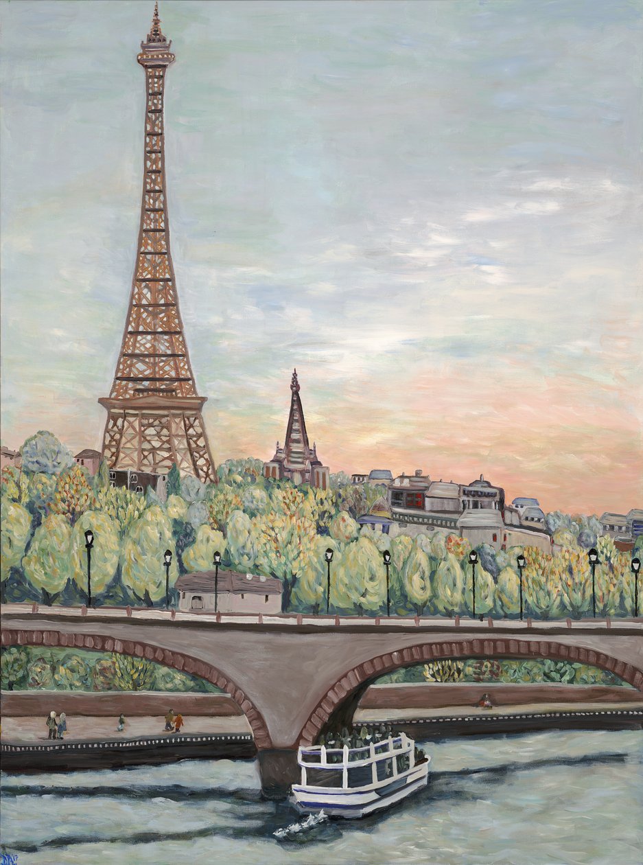 Vista de la Torre Eiffel, 2017 (acrílico sobre lienzo) de Deborah Eve Alastra