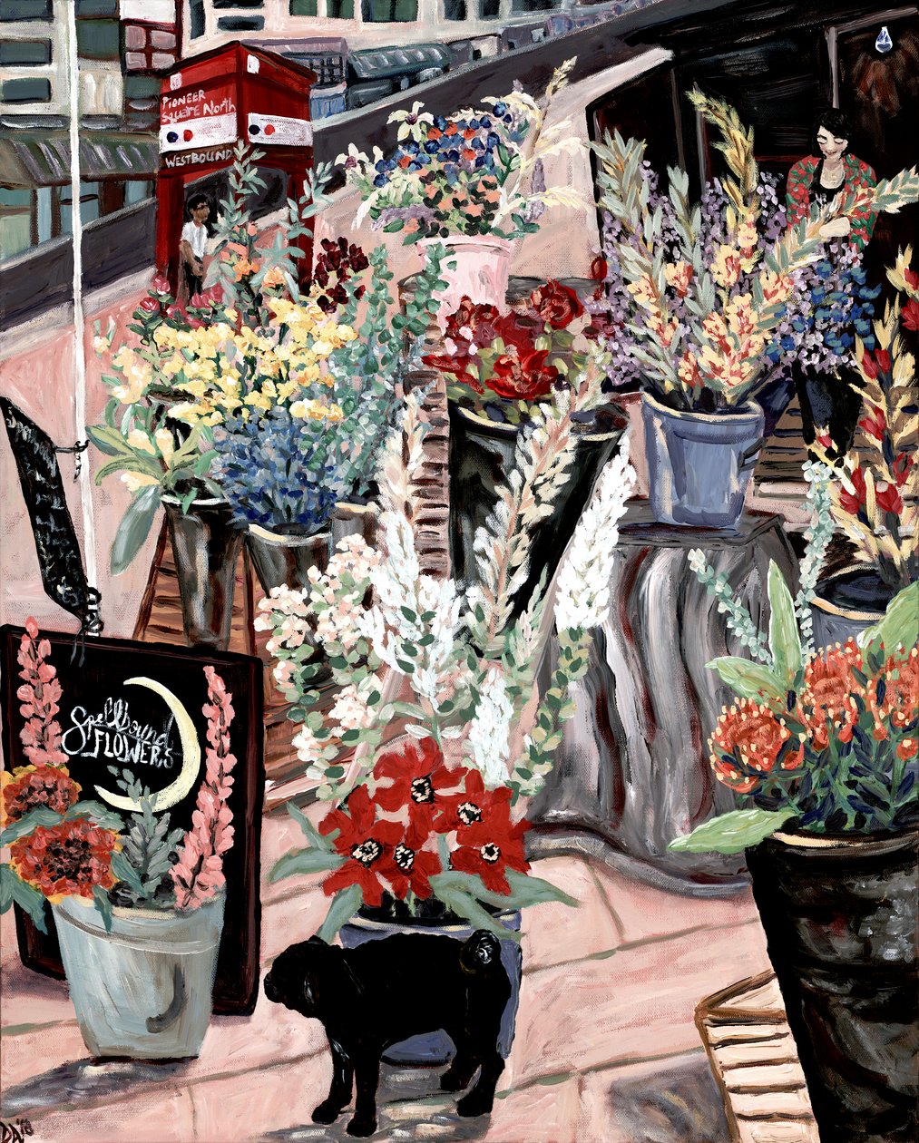Dama de las flores, 2020 (acrílico /medio sobre lienzo) de Deborah Eve Alastra