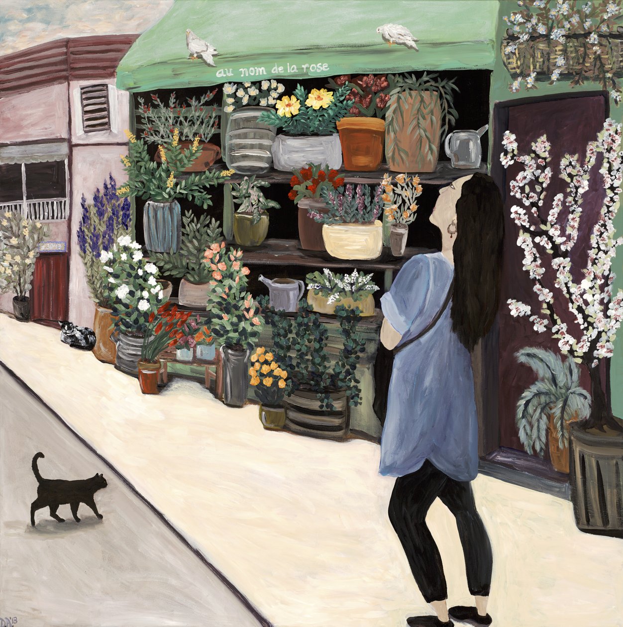 Flower Shop St. Germain, 2018 (acrílico sobre lienzo) de Deborah Eve Alastra