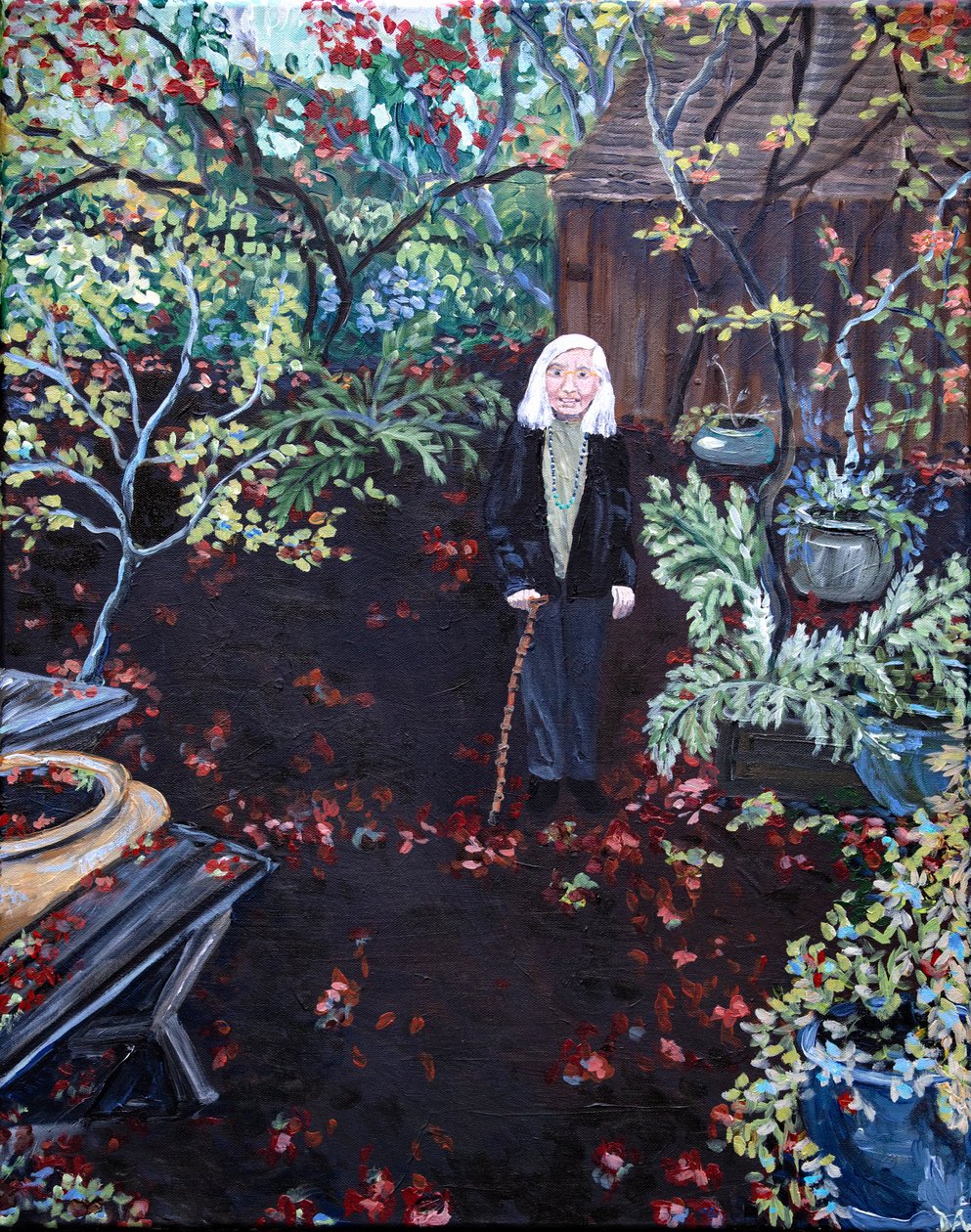 El jardín de Gladys, 2023 (acrílico sobre lienzo) de Deborah Eve Alastra