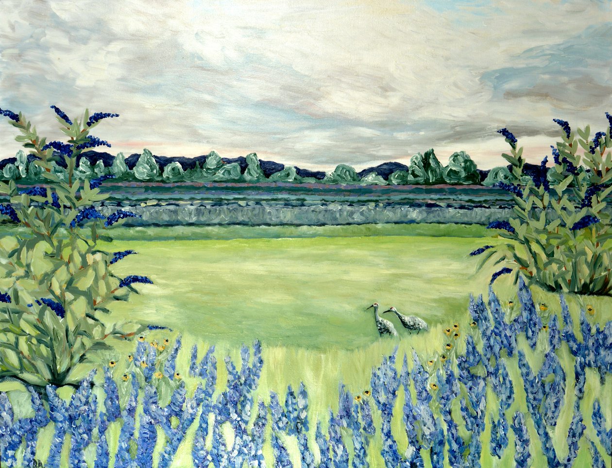 Campos de lavanda, 2015 (acrílico sobre lienzo) de Deborah Eve Alastra