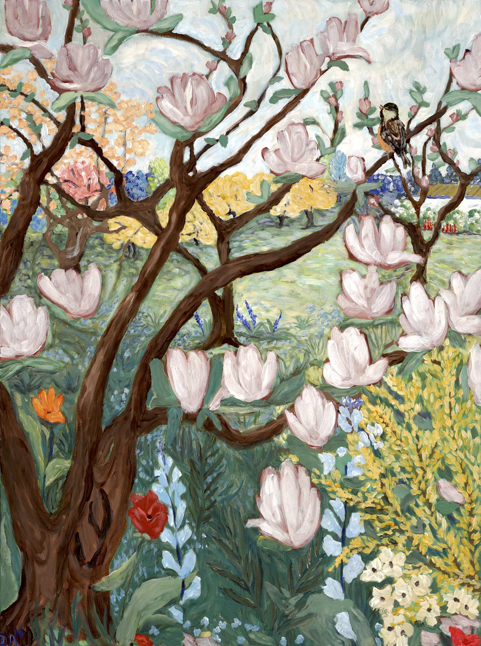 Árbol de magnolia, 2019 (acrílico sobre lienzo) de Deborah Eve Alastra