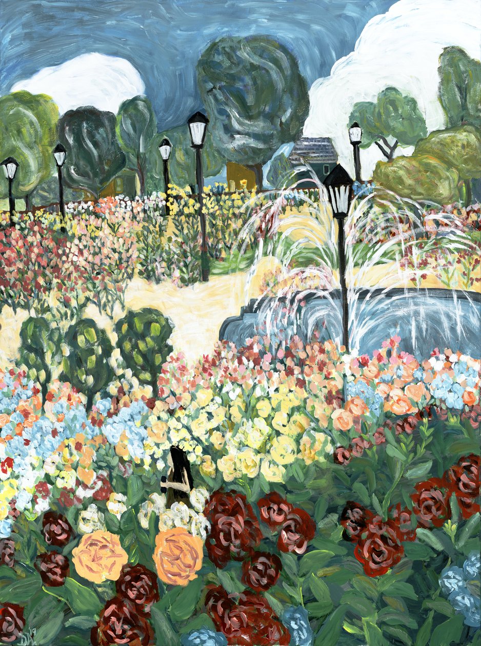 Jardín de rosas, 2019 (acrílico sobre lienzo) de Deborah Eve Alastra