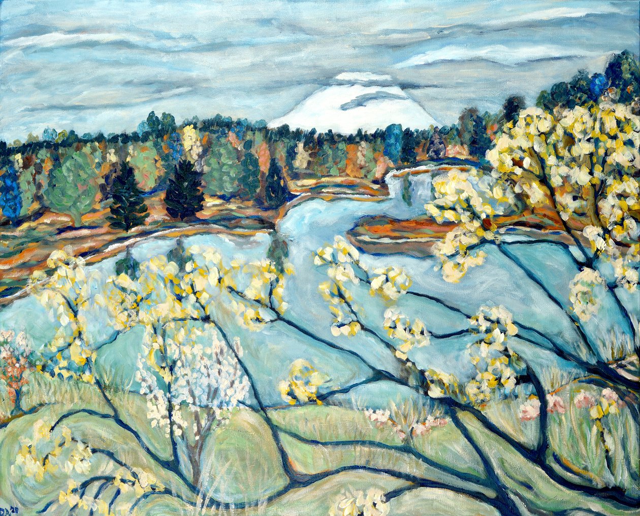 Vista de St. Helens, 2020 (acrílico sobre lienzo) de Deborah Eve Alastra