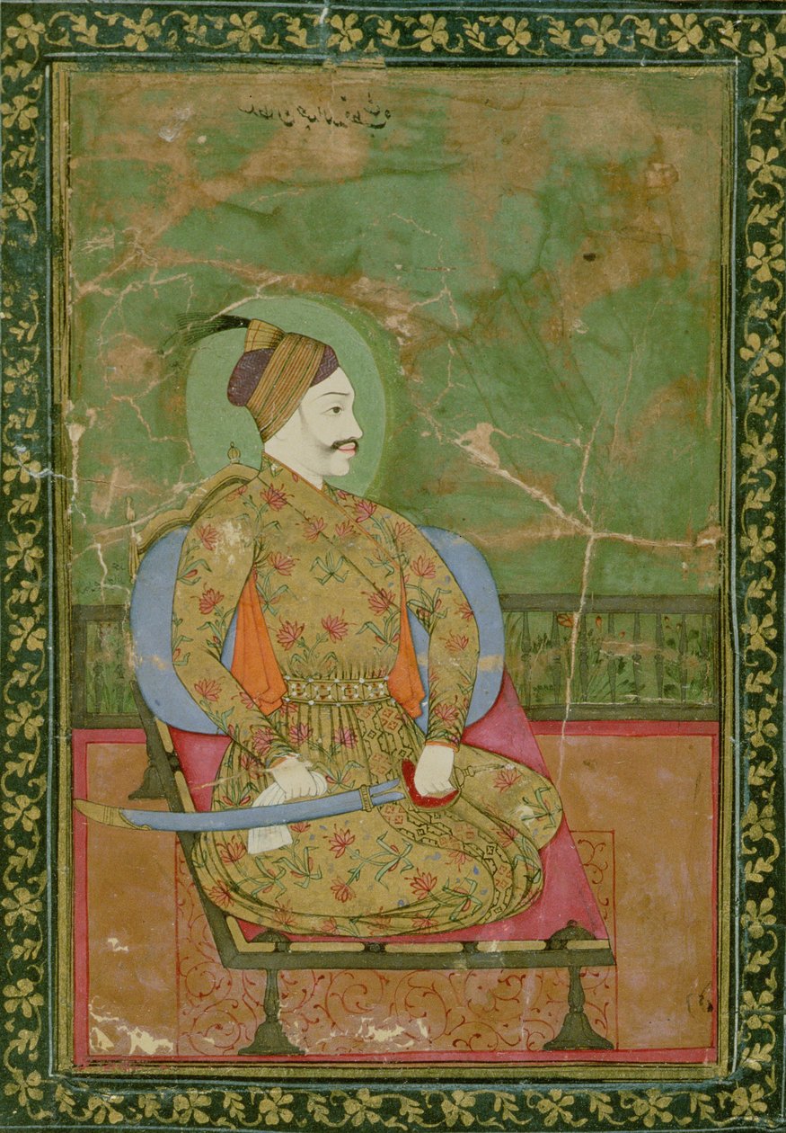 Retrato del Sultán Abdullah Qutb Shah sentado, Golconda, 1670 de Deccani School