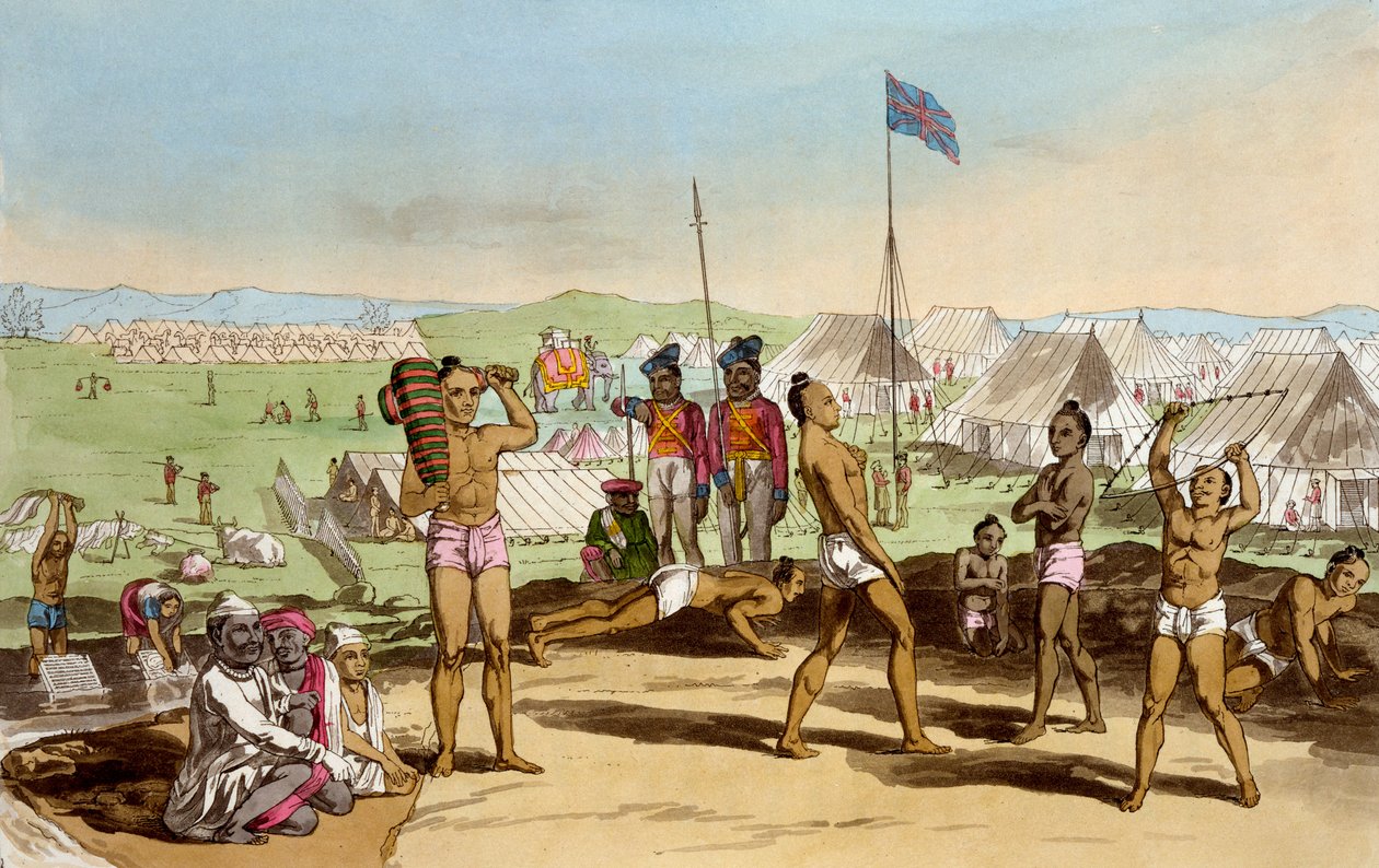 Un Ukhara con vista al campamento del residente británico, de 