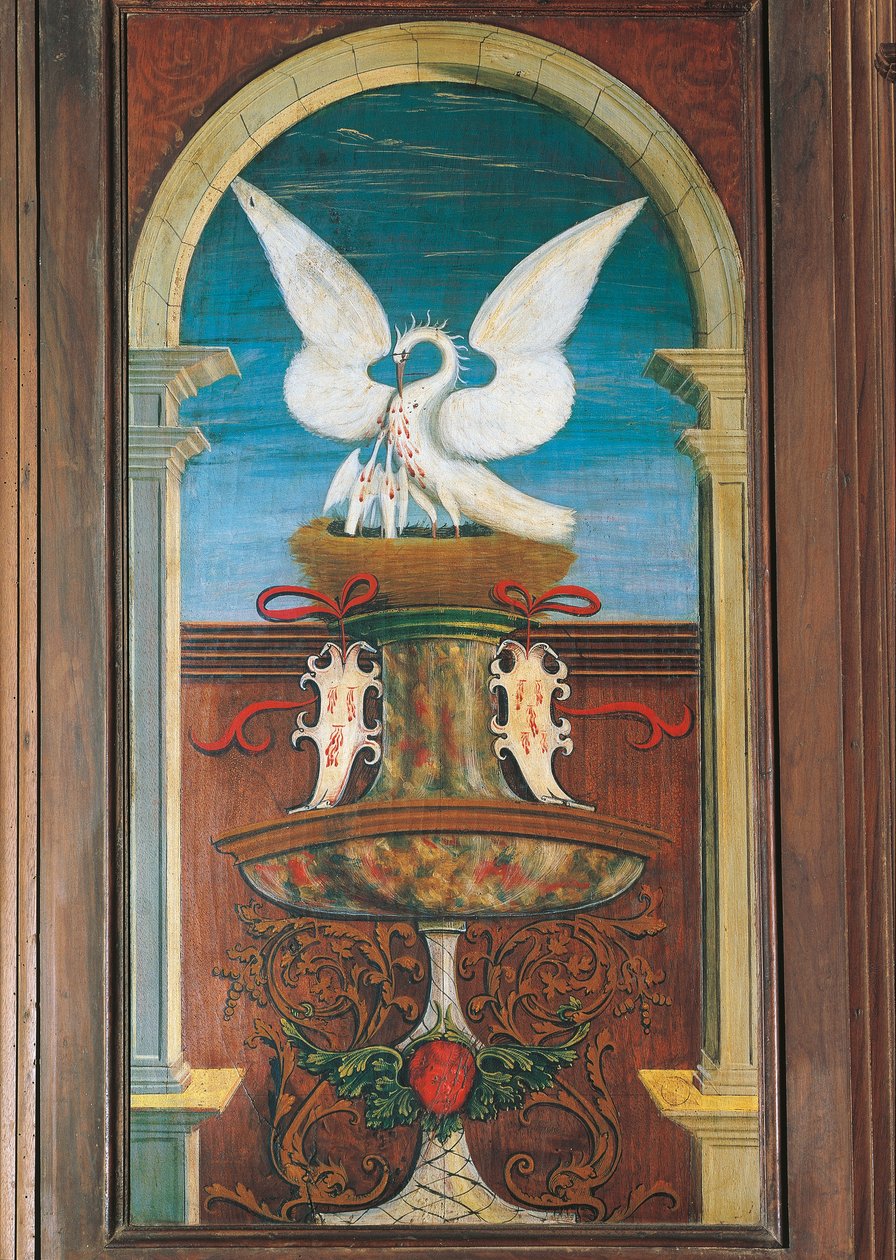 Fuente pintada por Defendente Ferrari (1480 o 1485-1540), en la sección trasera del coro del siglo XVI, Iglesia de San Jerónimo, Biella, Italia de Defendente Ferrari