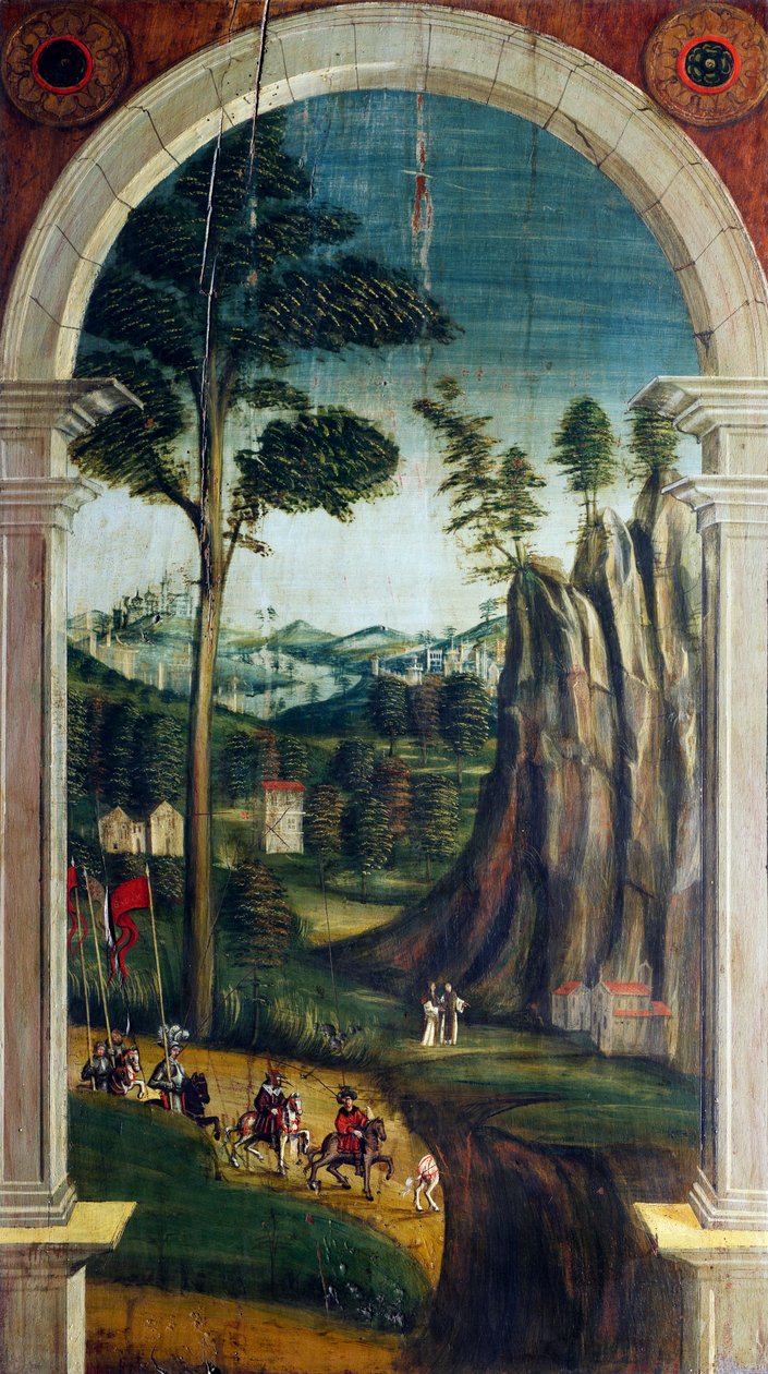 Perspectiva pintada por Defendente Ferrari (1480 o 1485-1540), en la sección trasera del coro del siglo XVI, Iglesia de San Jerónimo, Biella, Italia de Defendente Ferrari