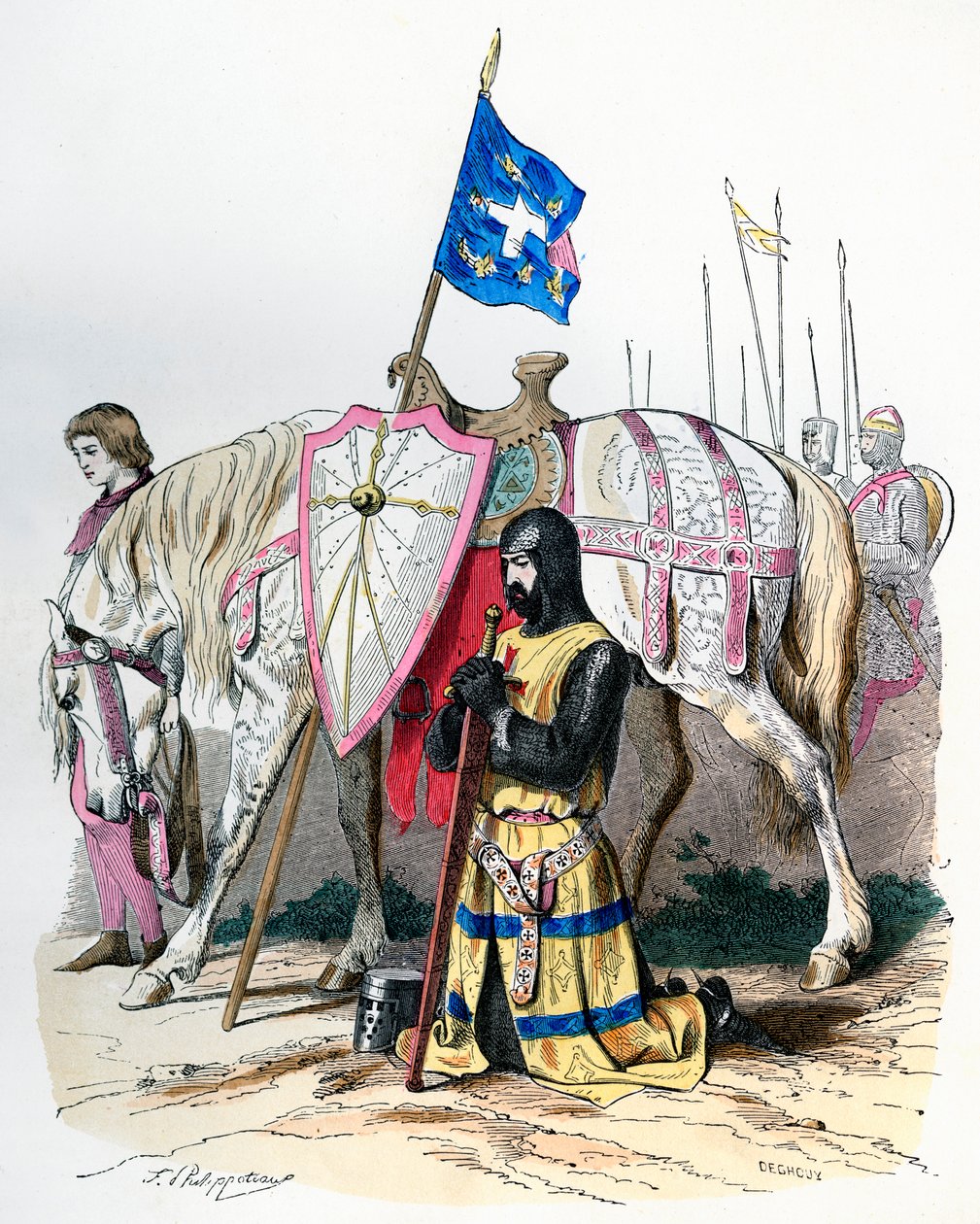 Un caballero rezando antes de partir para la segunda cruzada, 1146 1882-1884 de Deghouy