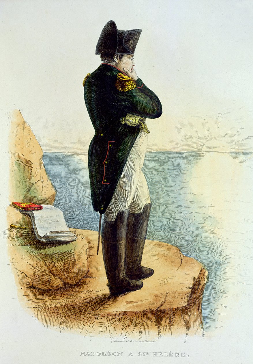 Napoleón en la isla de Santa Elena, ilustración de Le Plutarque Francais por E. Mennechet, grabado por Delaistre, 1835 de Delaistre