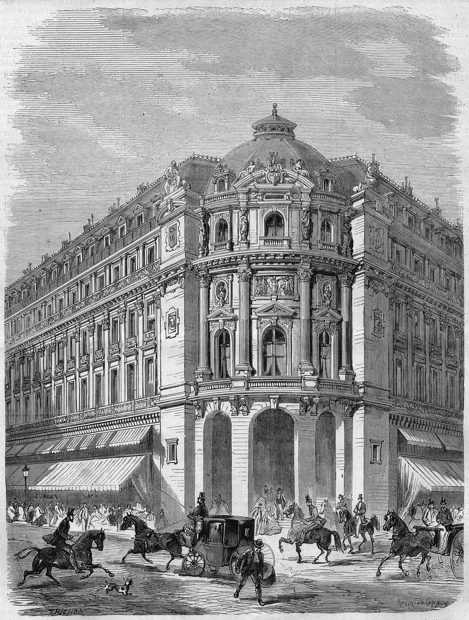 Proyecto de la fachada del nuevo teatro de Vaudeville en la esquina del Boulevard des Capucines y Rue de la Chaussée-d