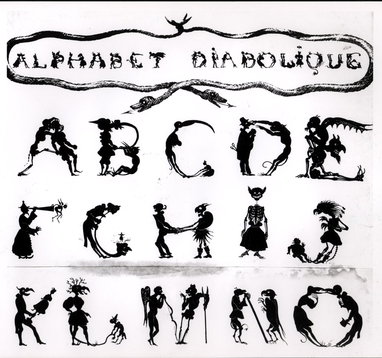Alfabeto diabólico, grabado por Delannois, 1825 (detalle) de Delaporte