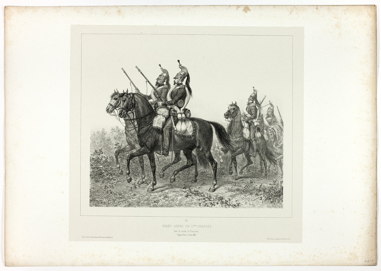 Guardia avanzada de los 11º dragones, de Souvenirs d’Italie: Expédition de Rome de Denis-Auguste-Marie Raffet