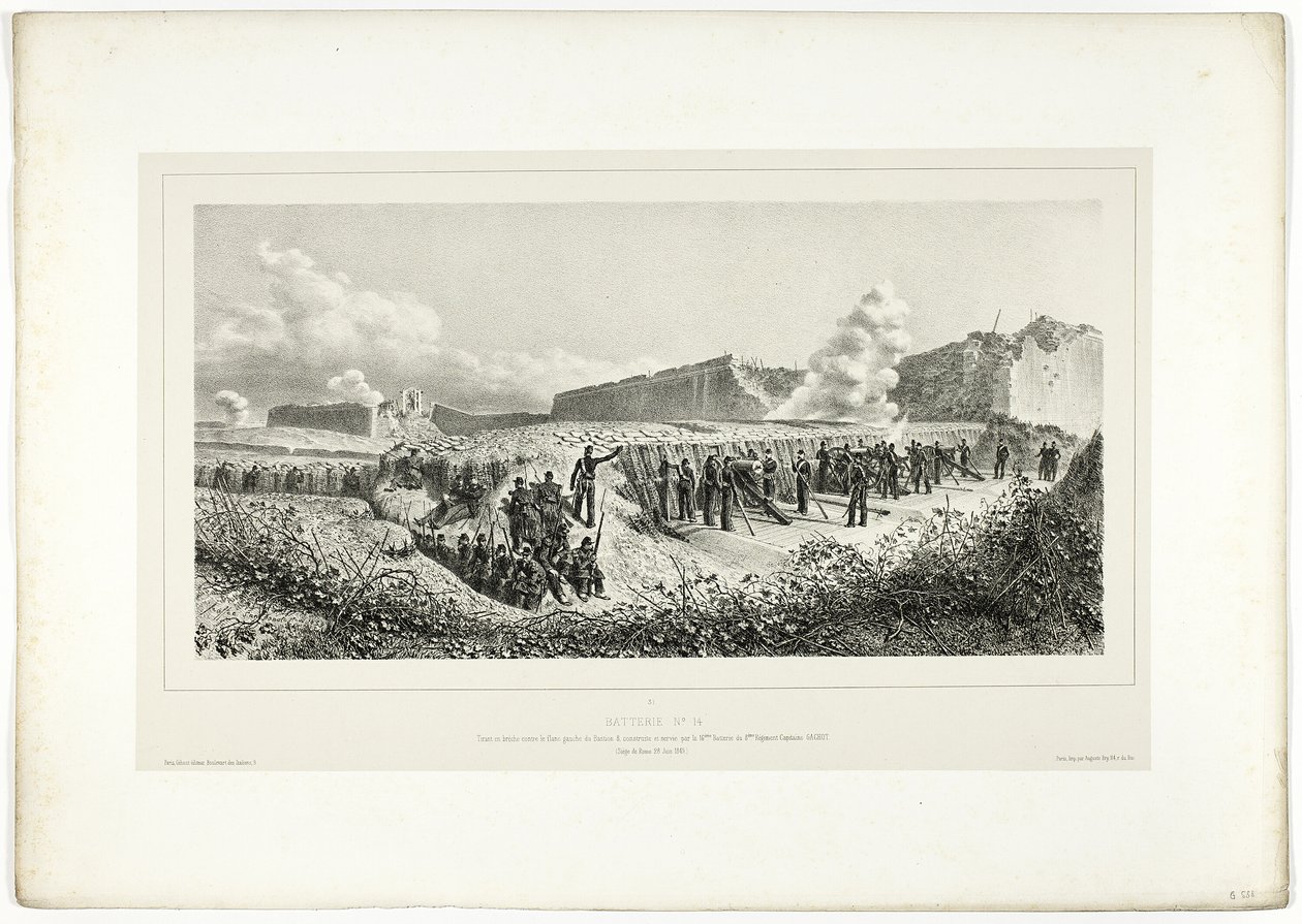 Batería no.14, de Souvenirs d’Italie: Expedición de Roma de Denis Auguste Marie Raffet