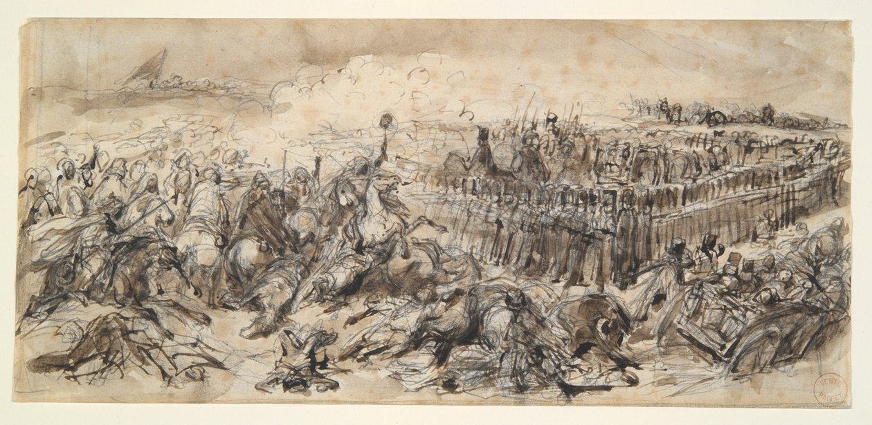 Escena de batalla (estudio para la 2.ª caballería ligera que resiste el ataque de los árabes) de Denis Auguste Marie Raffet