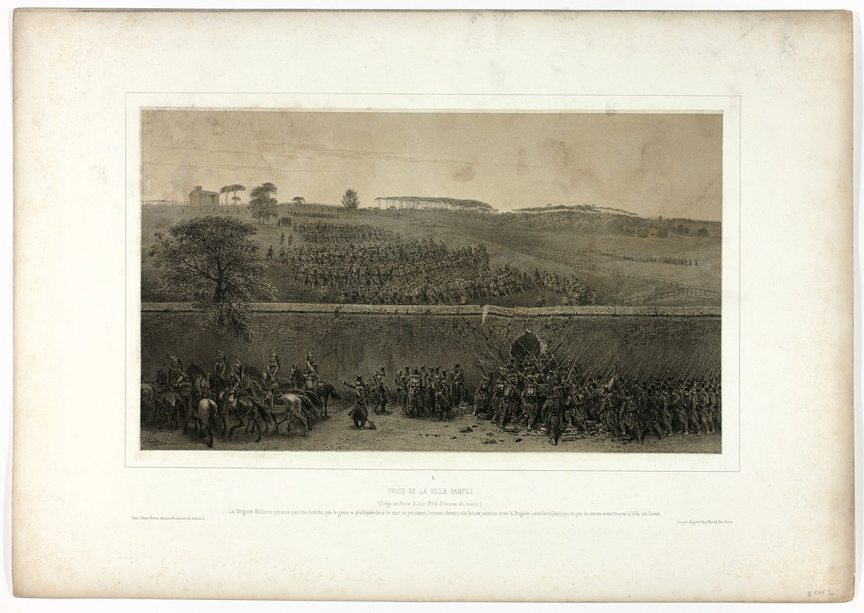 Captura de la Villa Pamfili, de Souvenirs d’Italie: Expédition de Rome de Denis Auguste Marie Raffet