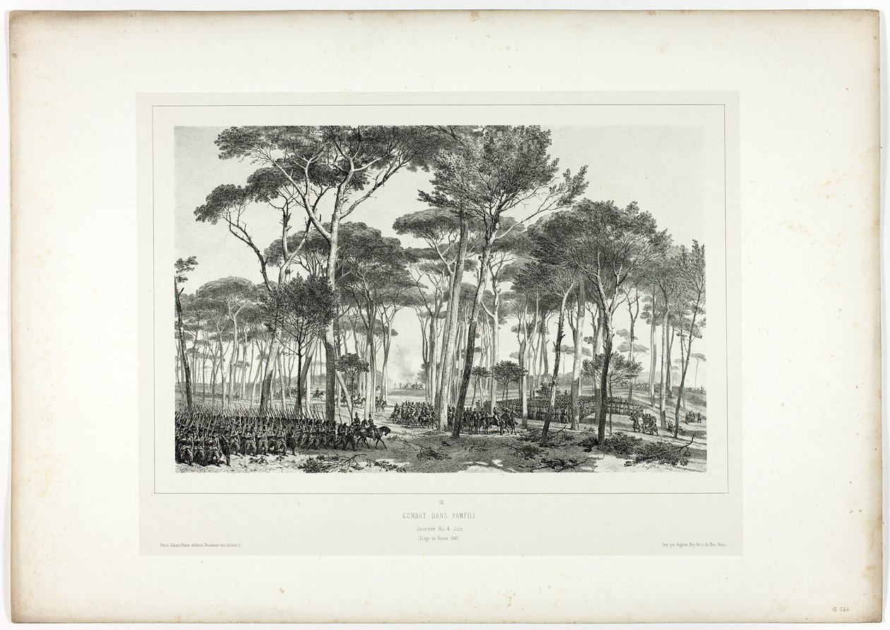 Combate en Pamfili, de Souvenirs d’Italie: Expédition de Rome de Denis-Auguste-Marie Raffet