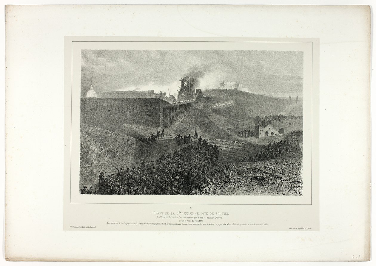 Salida de la tercera columna, llamada el apoyo, de Souvenirs d’Italie: Expédition de Rome de Denis Auguste Marie Raffet
