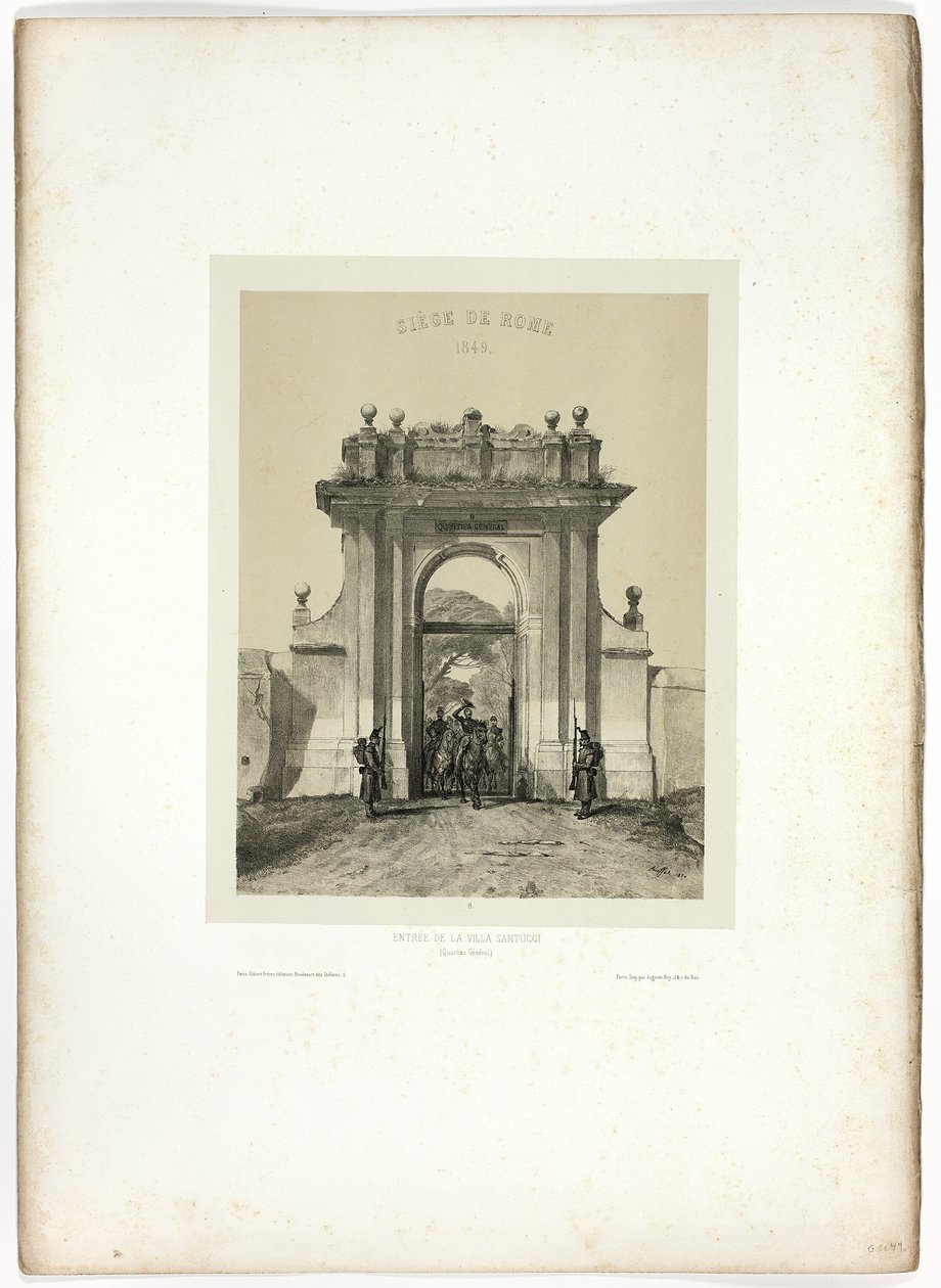 Entrando en la Villa Santucci, de Souvenirs d’Italie: Expédition de Rome de Denis Auguste Marie Raffet