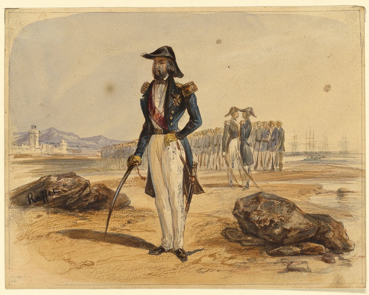 General con tropas al fondo de Denis Auguste Marie Raffet