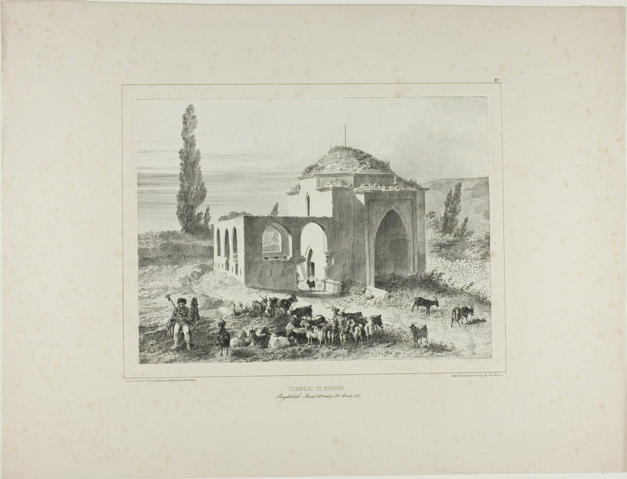 Tumba de Mariah, Bachtcheh-Seraï, Crimea, 21 de agosto de 1837 de Denis Auguste Marie Raffet