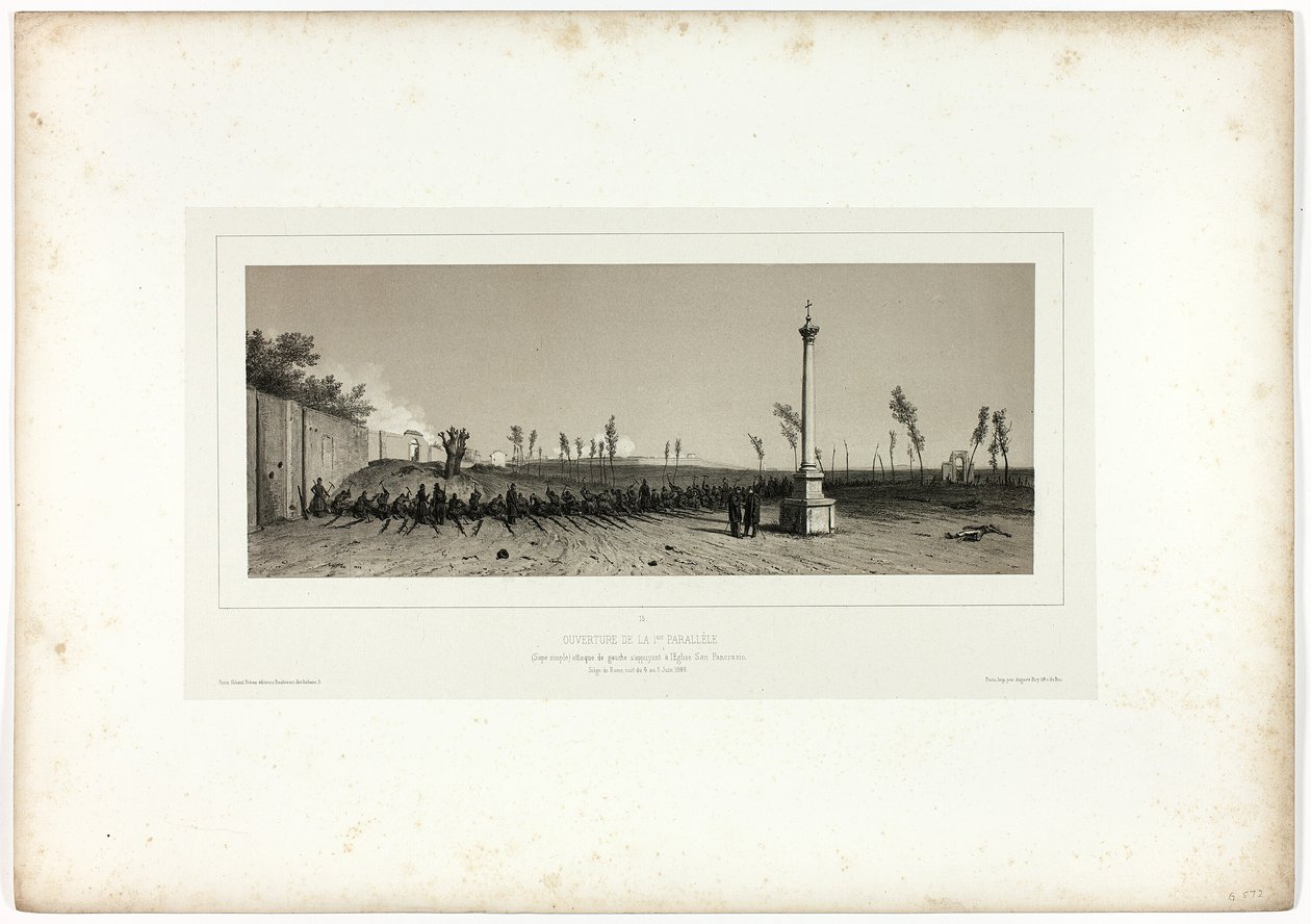 Abriendo la Primera Paralela, de Souvenirs d’Italie: Expédition de Rome de Denis Auguste Marie Raffet