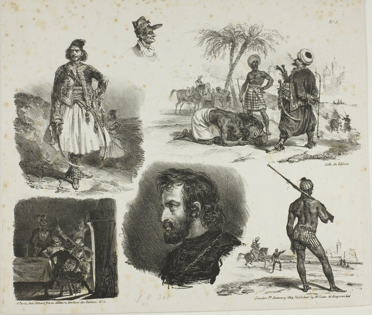 Hoja de bocetos de Denis Auguste Marie Raffet