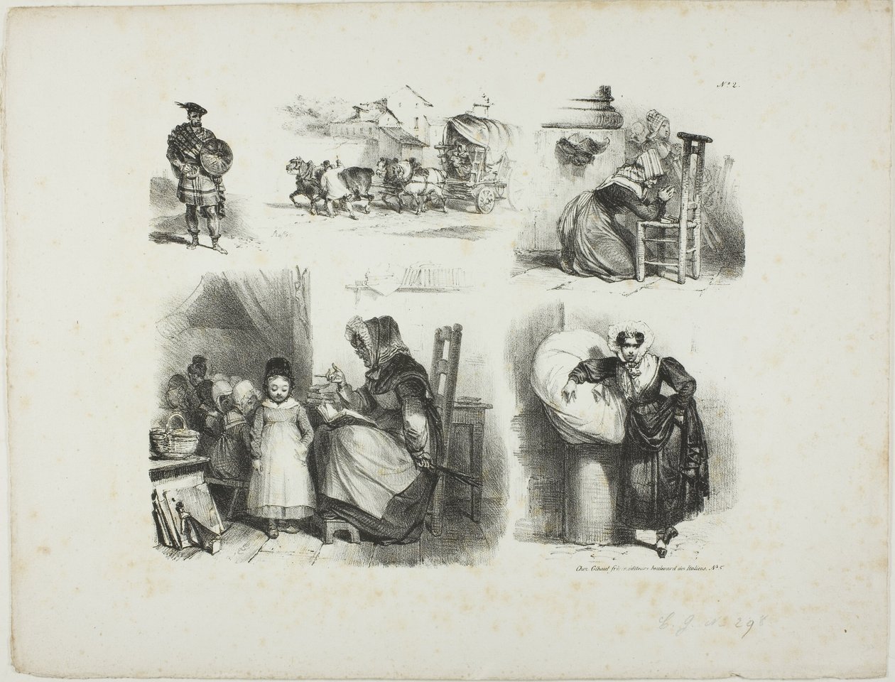 Hoja de bocetos de Denis Auguste Marie Raffet